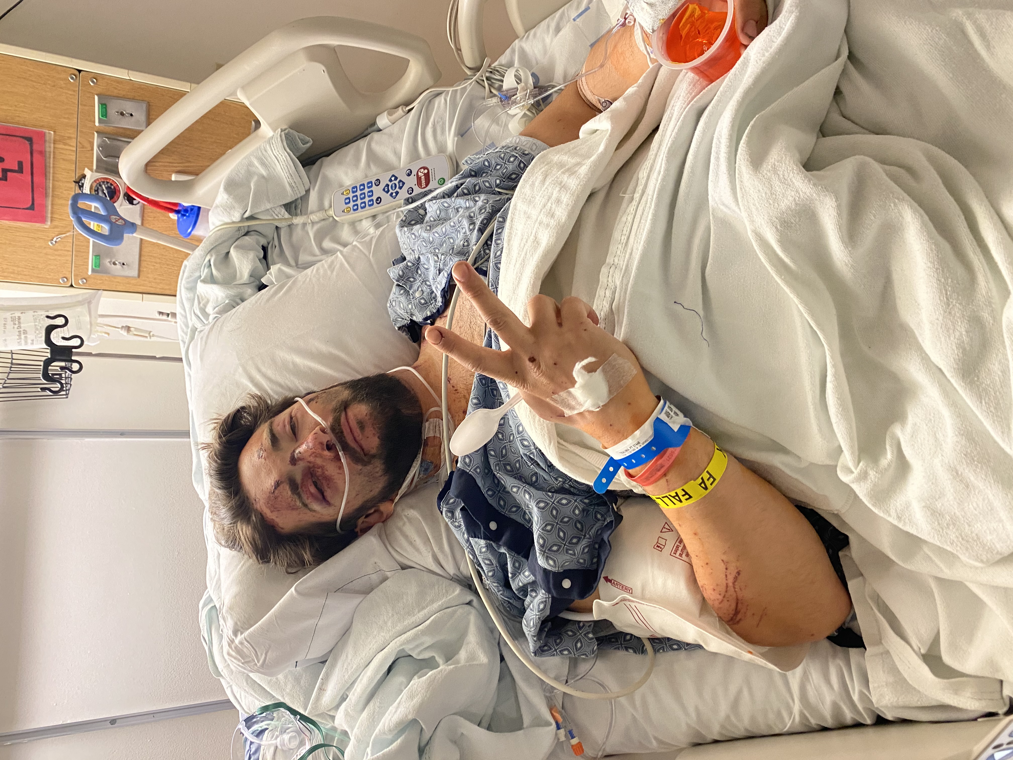 Kortlund Natterstad recovering in the hospital after his accident